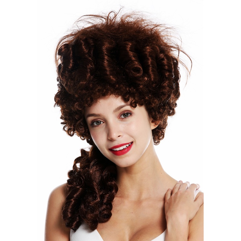 Women’s wig historic baroque noble mahogany brown Marie Antoinette beehive 91029