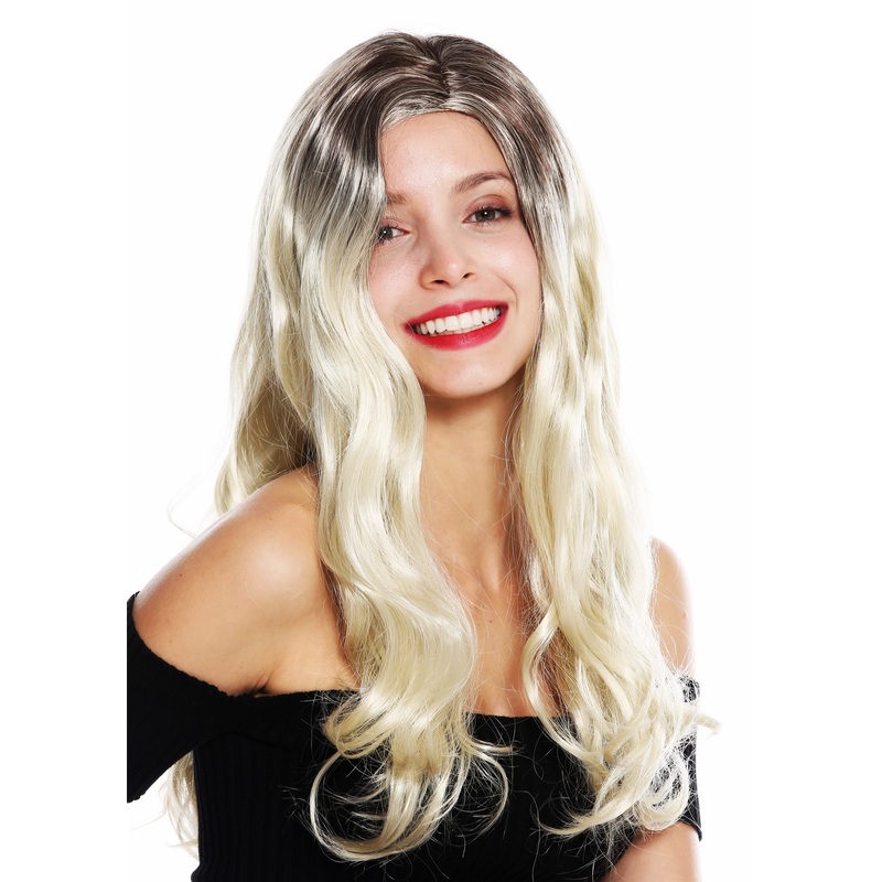 Women’s wig lady long slightly waved parted ombre brown light blonde GFW3315