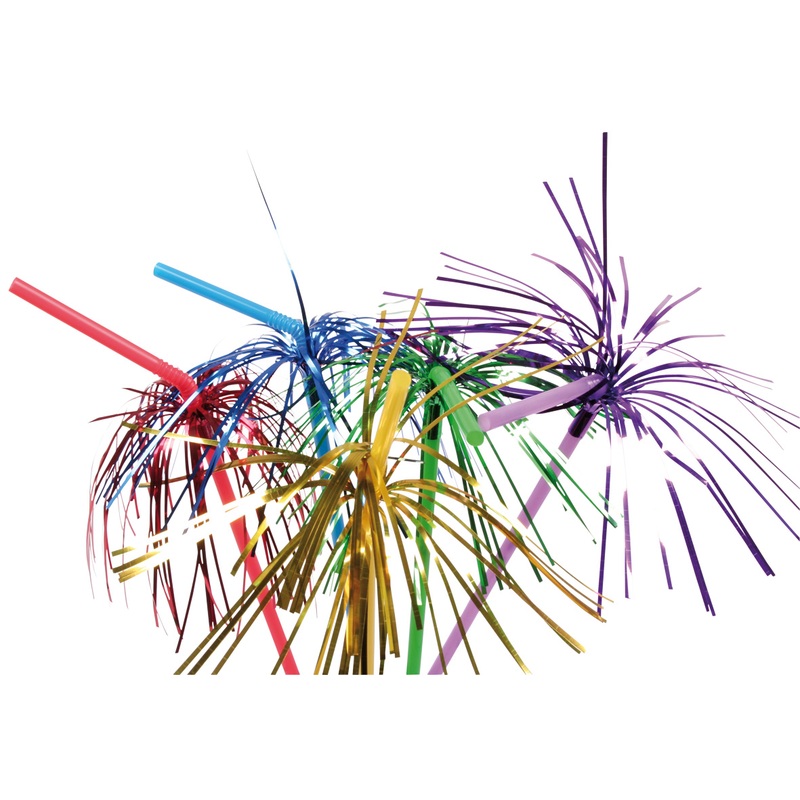 10 sparkling glitter fountain straws 24cm