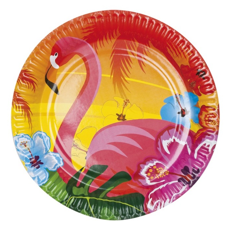 6 Hawaii Flamingo Beach paper plates