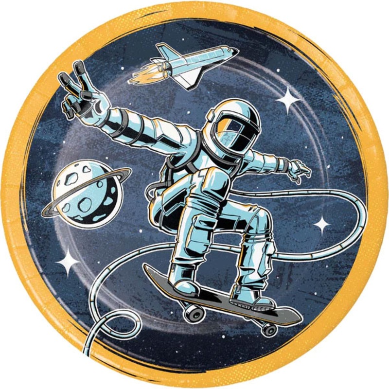 8 Space Skater paper plates 23cm