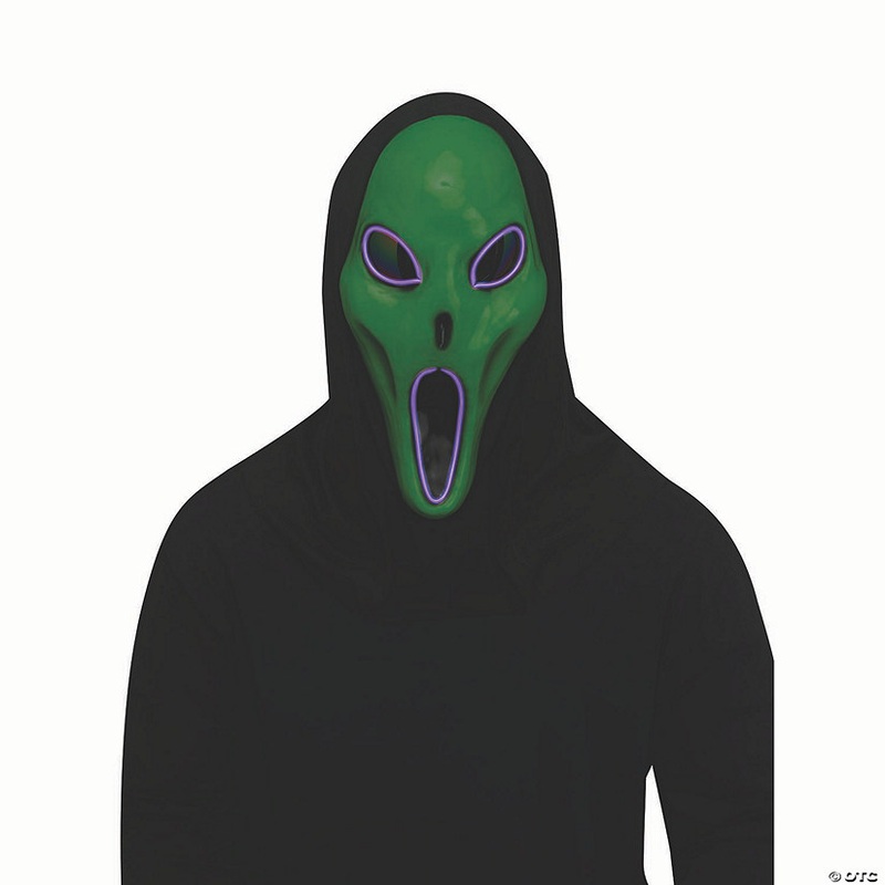 Adults Overhead Green Light-Up Alien Spawn Halloween Mask