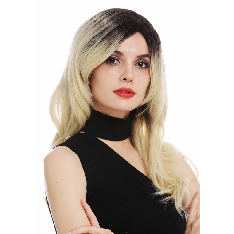 Lady wig mono long layered wavy parting ombre brown light blonde TYM-1191-MT