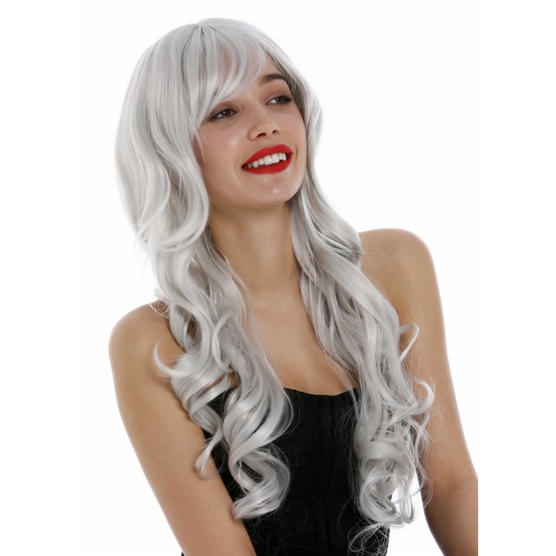 Lady Wig very long wavy to beautiful curls curled white-ish gray grey 9204S