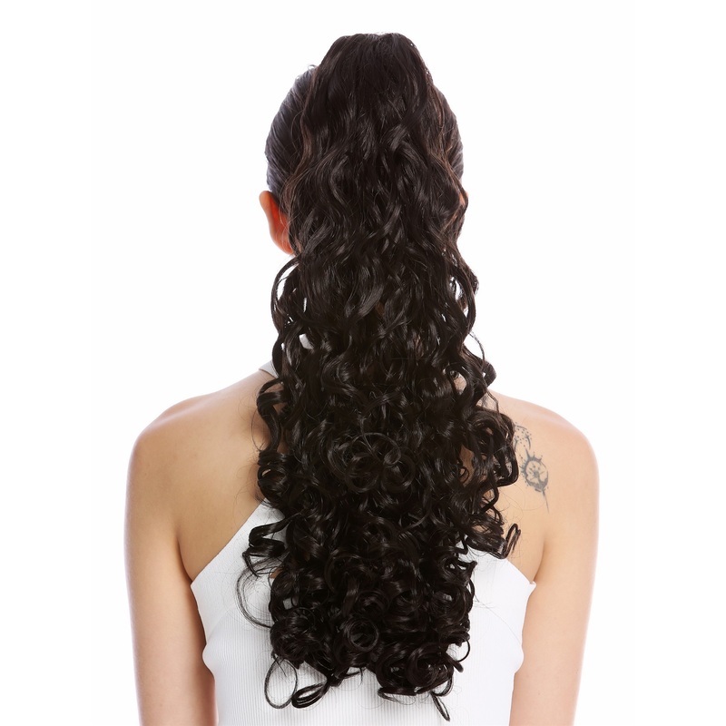 Ponytail Hairpiece very long voluminous curled curls dark brown 20