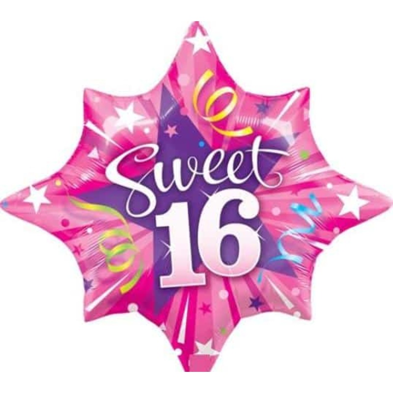 Sweet 16 Shining Star Foil Balloon 28