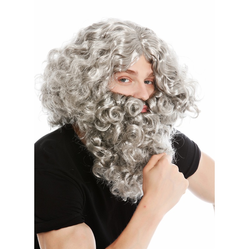 Wig Beard set grey gray hermit wild prophet Moses Noah wizard magician 8115-A+B