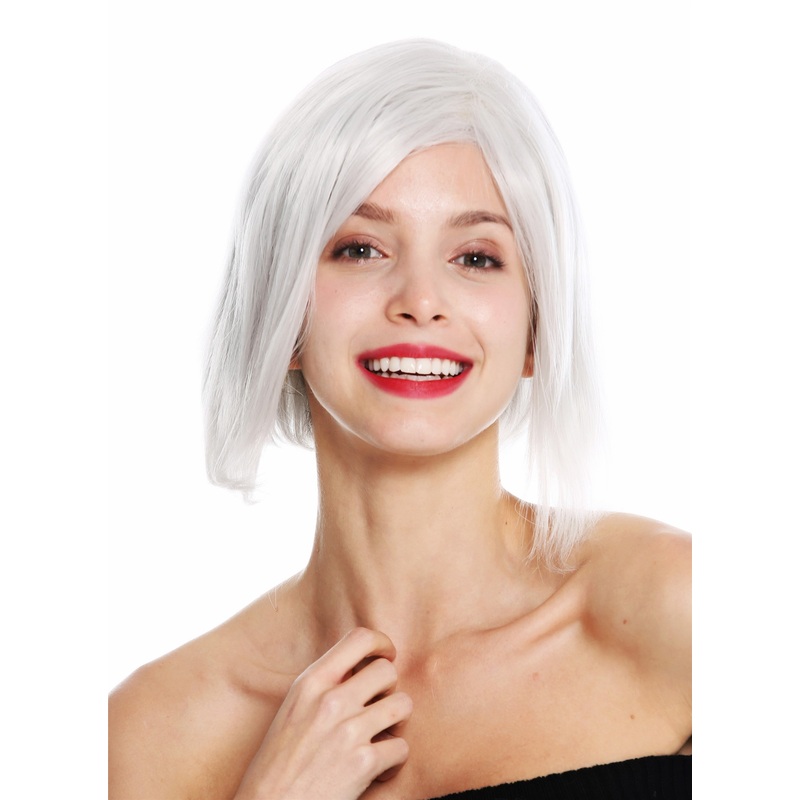 Women’s wig bob cosplay short sleek parting whiteish grey GFW3126A