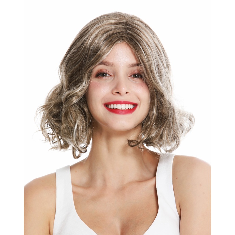 Women’s wig short parting curly tips ash blonde bright blond mix GFW3099