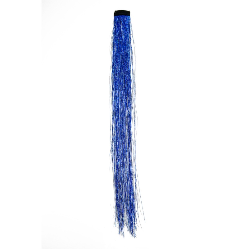 1 Clip-In Extension Straight Glitter Metalic Tinsel Blue RH-044