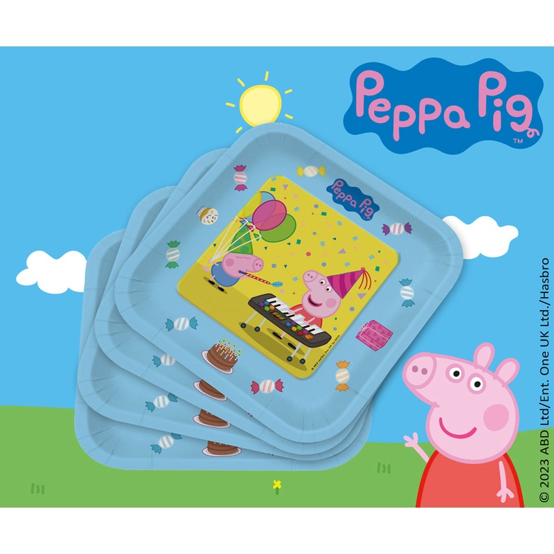 6 Peppa Pig rainbow plates 23cm