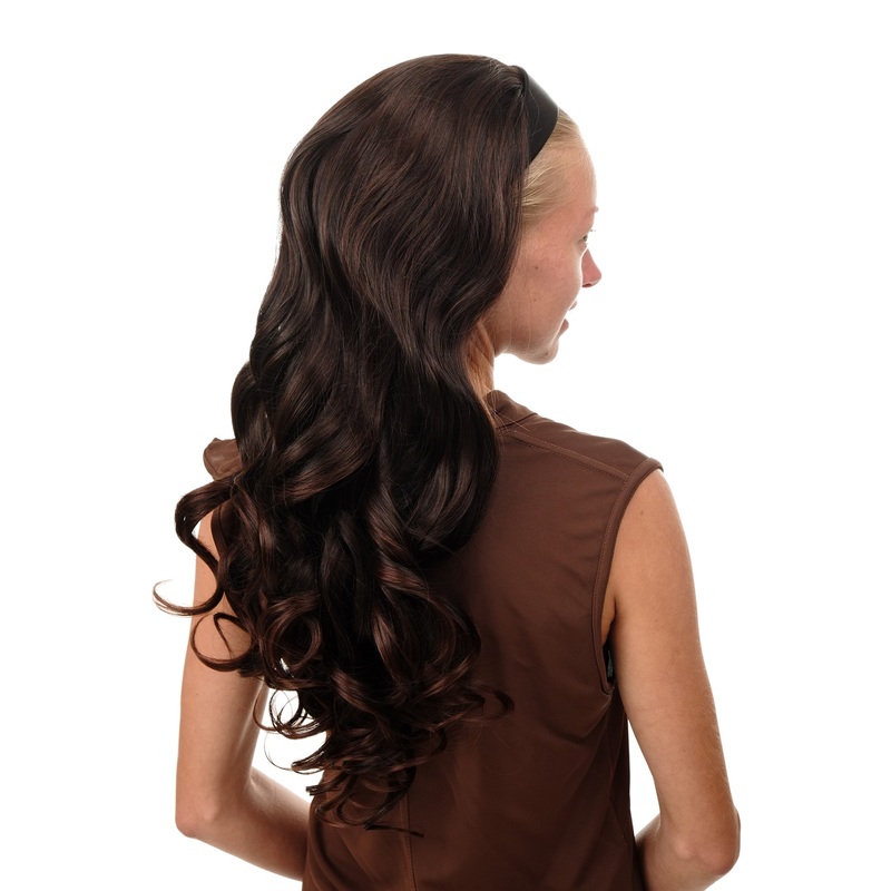 Halfwig Hairpiece Extension black hair hoop very long wavy mahogany brown WH5044-2T33