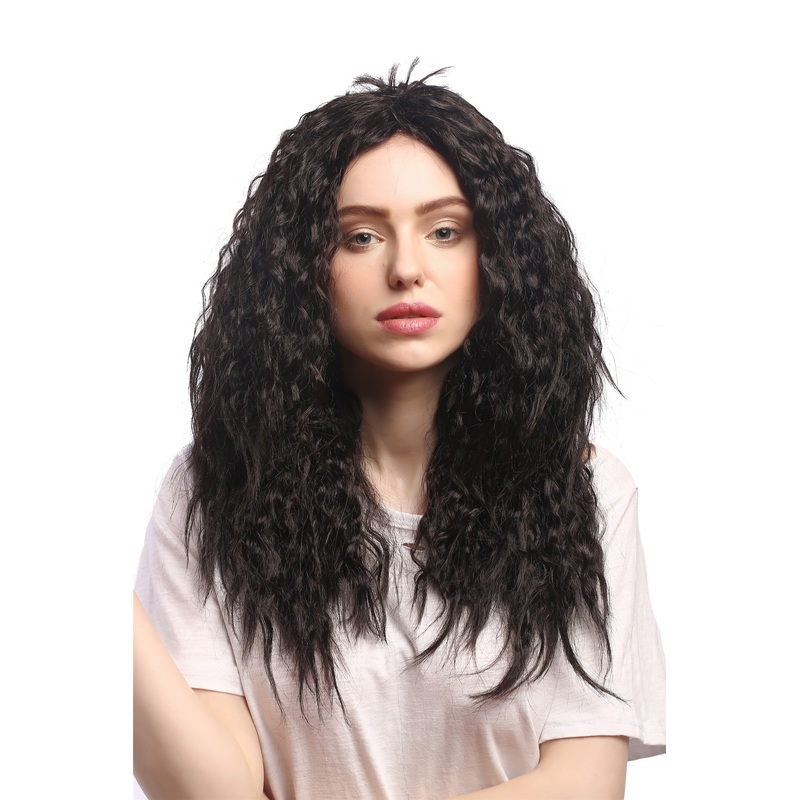 Lady Men Party Wig long kinky wild brown Caribbean kinks middle parting 91129