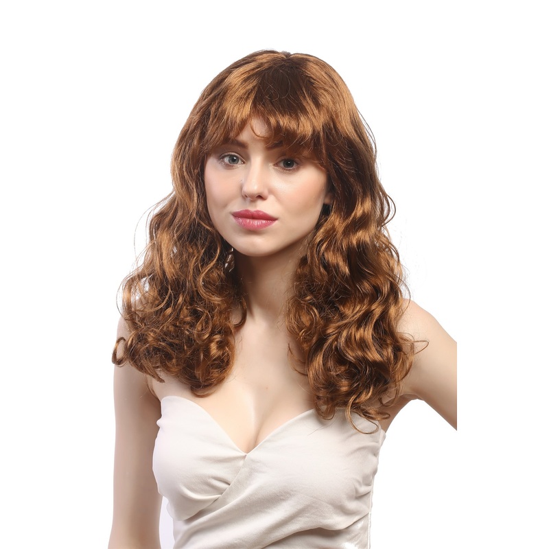 Lady Wig Halloween Southern Belle light brown brunette long curls bangs 91266