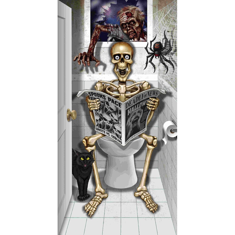 Monster gathering in the bathroom door poster 76 x152cm