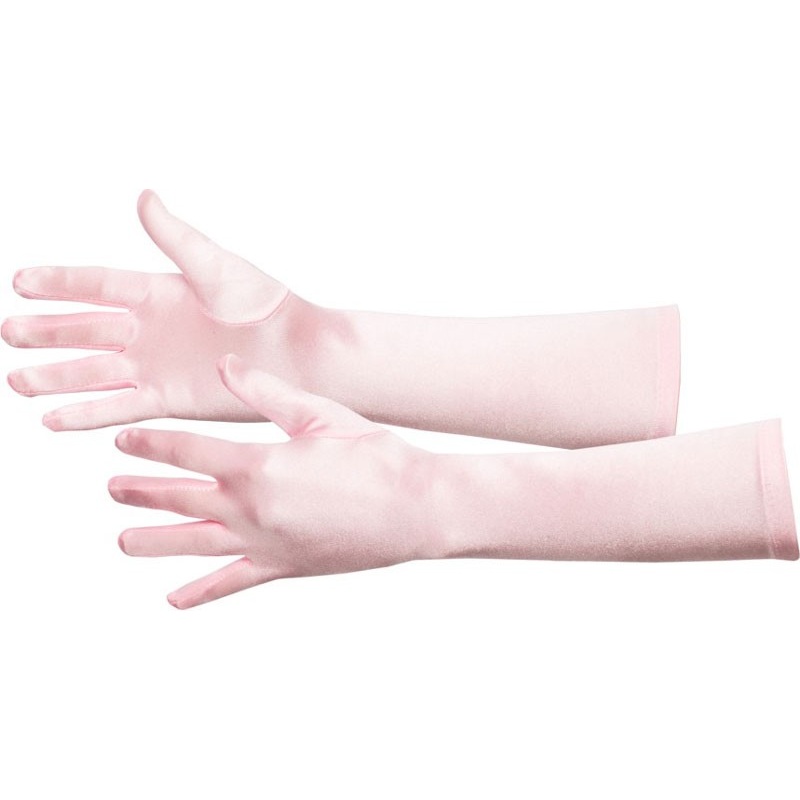 Pink satin gloves 40cm
