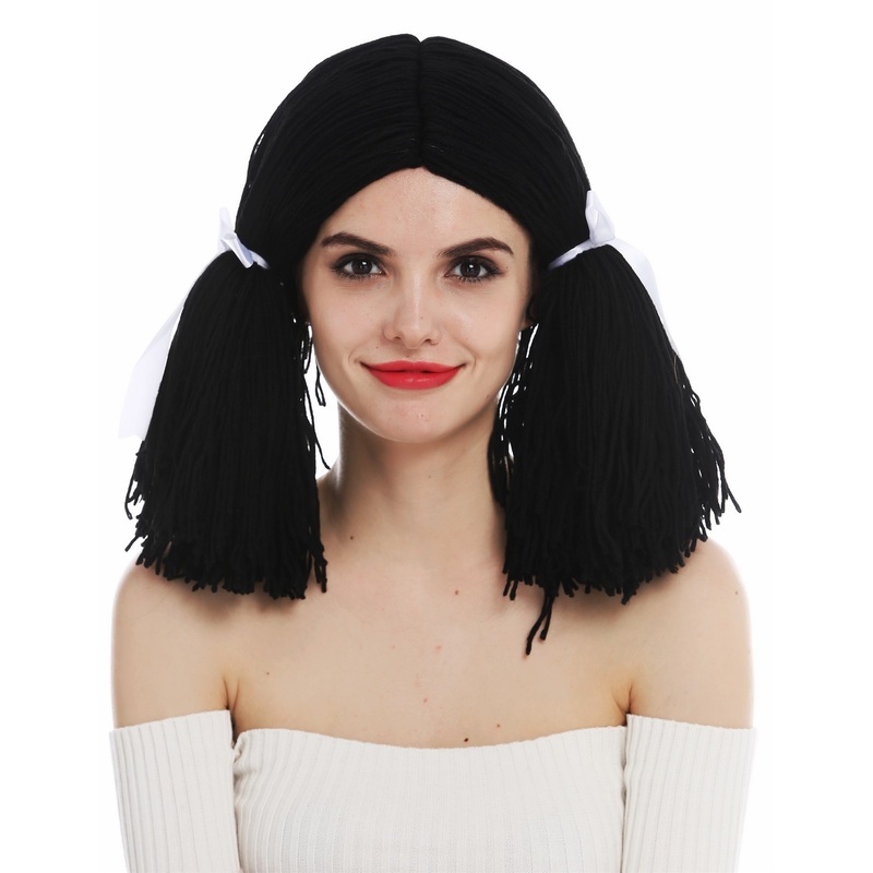 Wig carnival women doll thick fabric doll hair black braids long plaited 3208