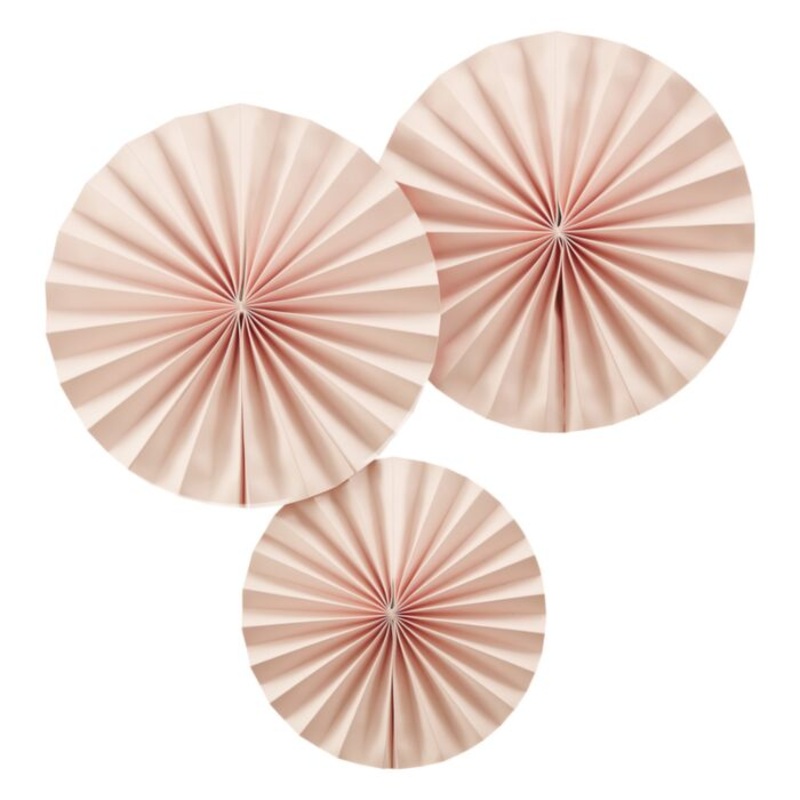3 decorative paper rosettes peach 36cm