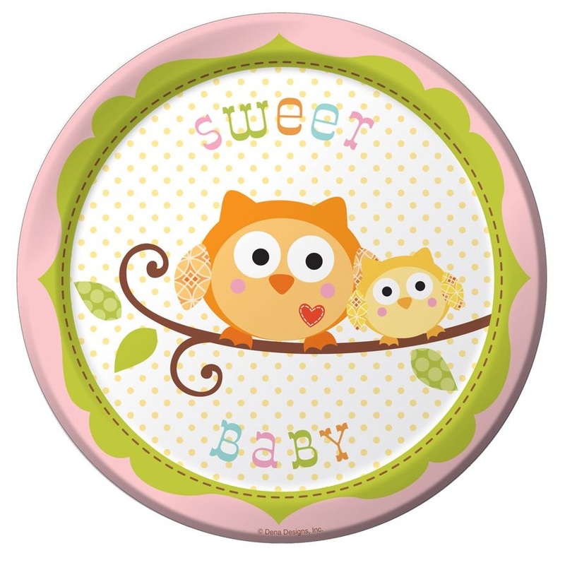 8 Woodland baby shower paper plates 18cm