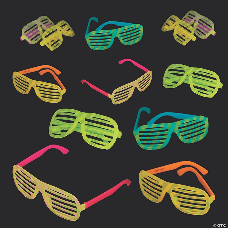 Adults Bright Color Glow-in-the-Dark Shutter Glasses – 12 Pc.