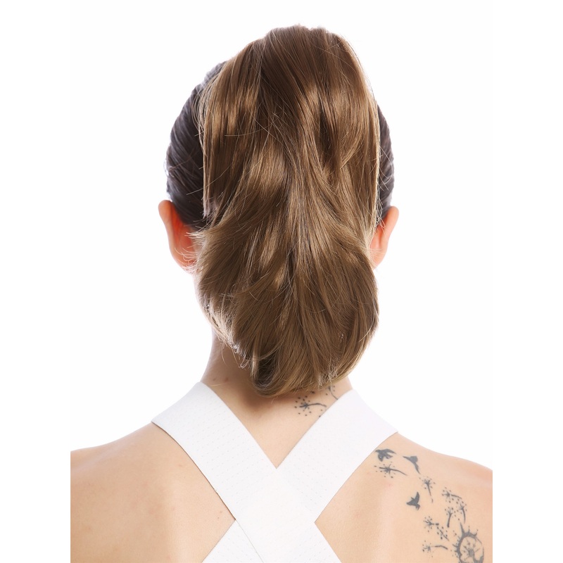 Ponytail Combs Clamp short straight slighty wavy voluminous golden brown MKB-29