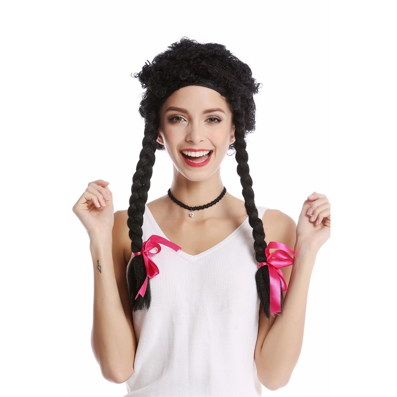 Wig Ladies Women frizzy curls curly long braided Strands Afro Caribbean 785-38