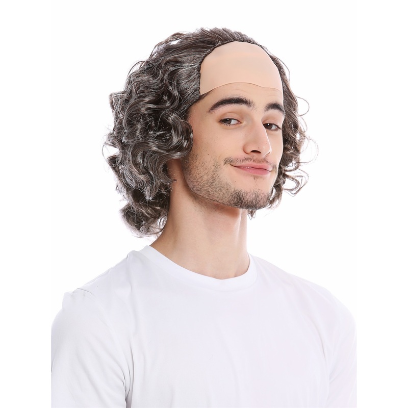 Wig Old Man bald head  balding dark gray long hair Igor Grandpa  Professor 68-A