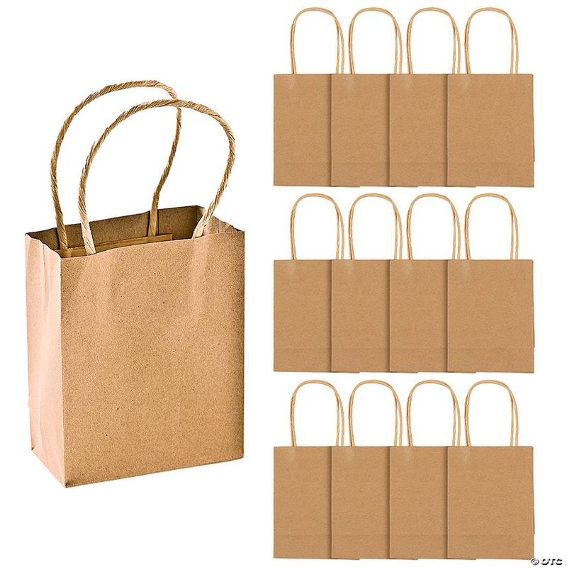 4 1/2 x 2 x 5 3/4 Small Brown Kraft Paper Gift Bags – 12 Pc.
