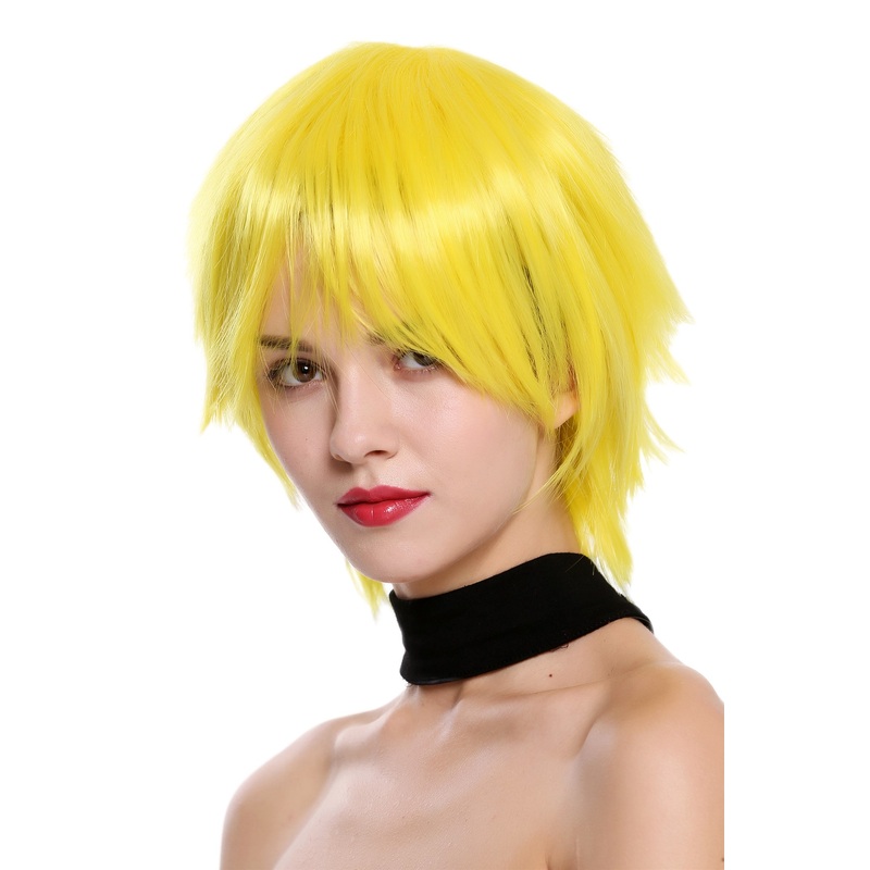 Lady Gents Man Cosplay Wig short layered wild unruly yellow SA088-M1
