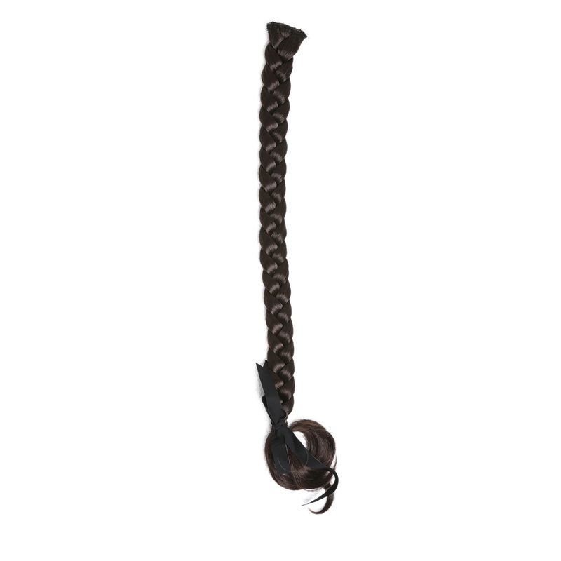 Braided Plait Hairpiece plaited Clip-in Extension long chocolate brown SA101