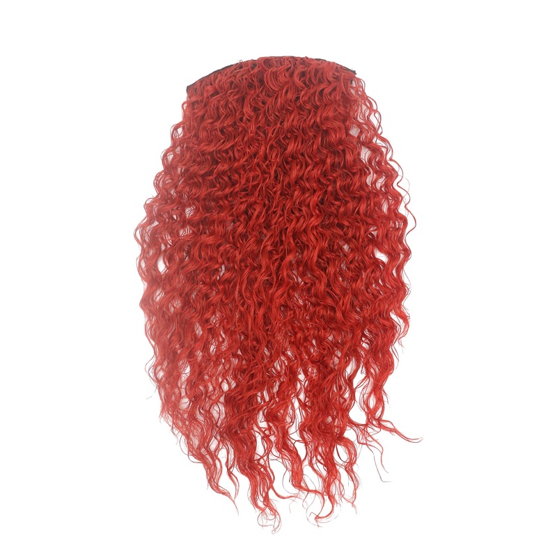 Hairpiece half wig Clip-In Extension long curly oily wet-look fiery red H9311