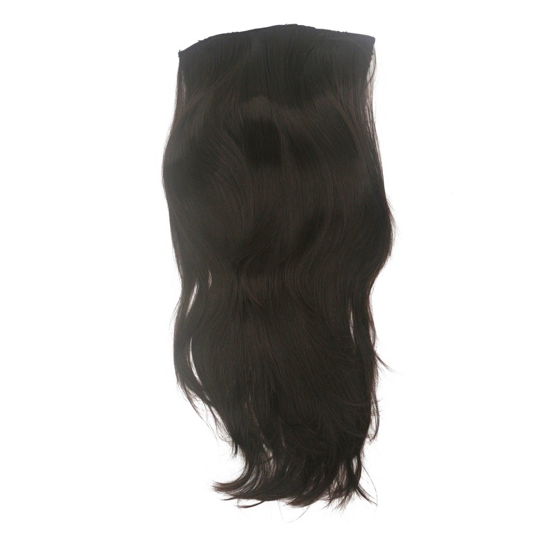 Hairpiece half wig Clip-In Extension sleek straight dark brown 23