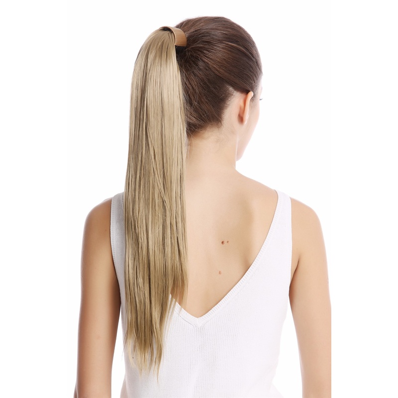 Hairpiece Ponytail extension comb snapwrap long straight ash blonde Srosy-24