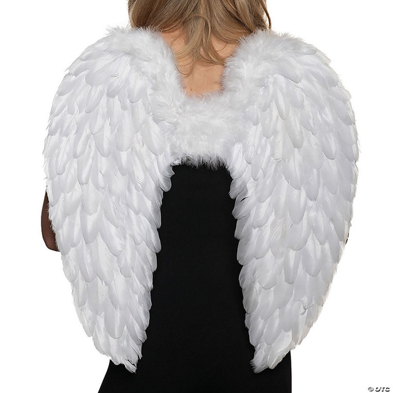 Adults White Fluffy Feather Angel Wings Costume Accessory