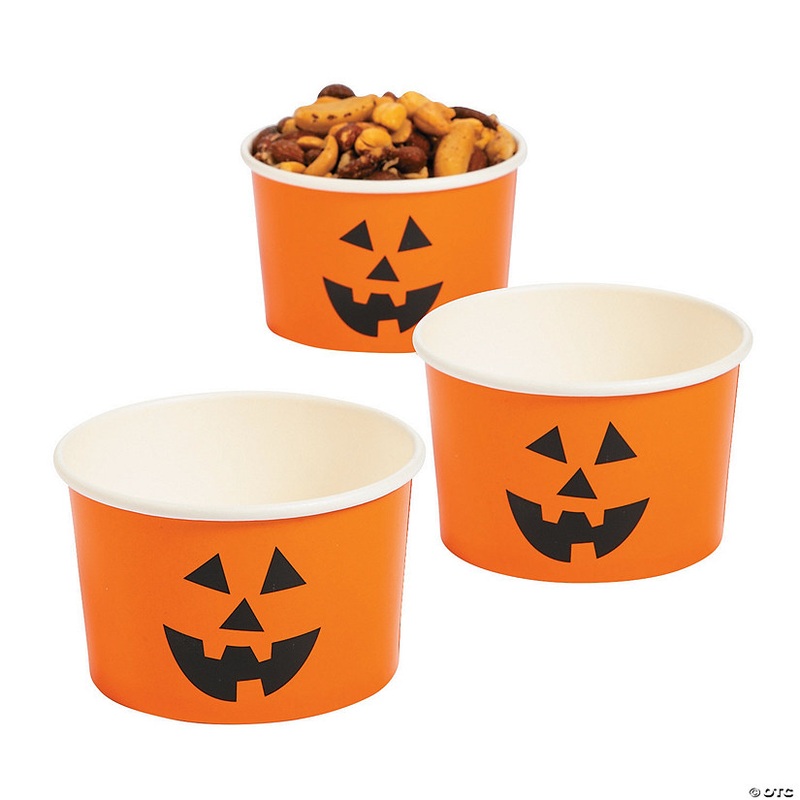 Jack-O-Lantern Disposable Paper Snack Cups – 25 Pc.