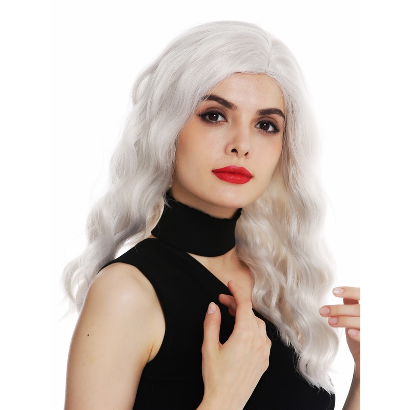 Lady wig long parting wavy waved classy 30s Hollywood diva light grey gray VK-58