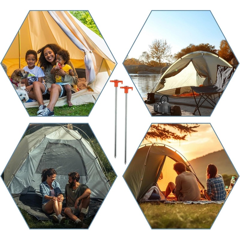 Tent Stakes Heavy Metal Tent Pegs Suitable for Strong Winds and Various Ground Tent Pegs Designed for Camping