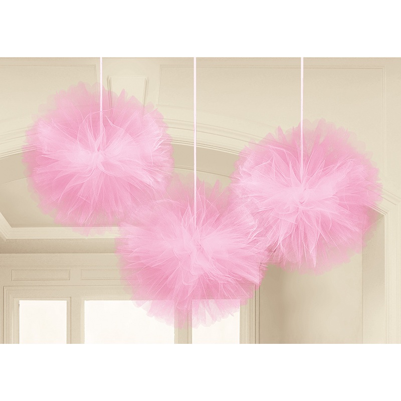 Tulle decorative balls Happy End pink 30.4cm