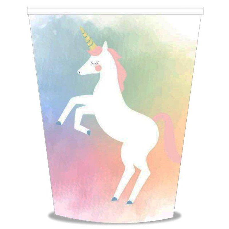 12 Beautiful Unicorn paper cups 250ml