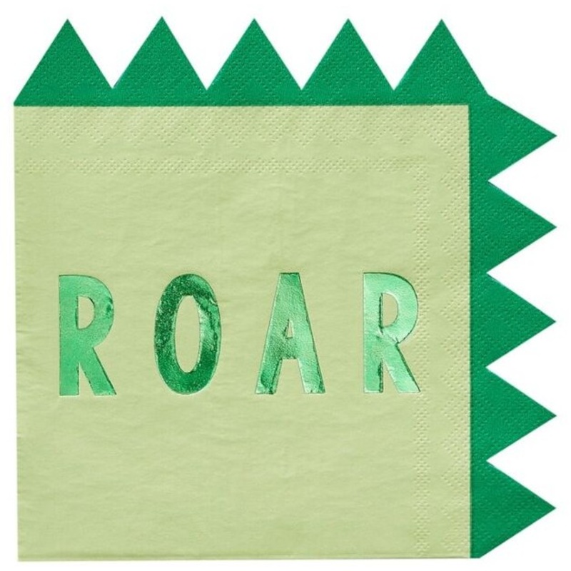 16 Roarsome Dino napkins 33cm