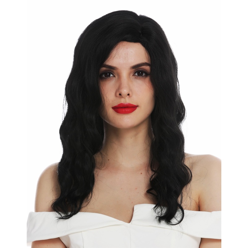Lady wig long parting wavy waved Balayage highlights Hollywood diva black VK-58