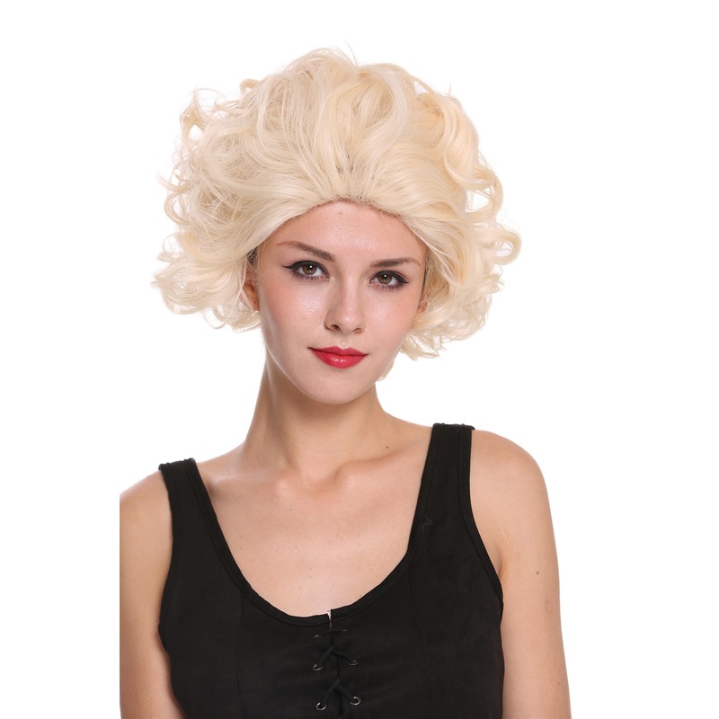 women’s wig lady short mane voluminous curly curls fair blonde blonde 3840-88