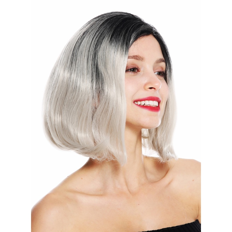 Women’s wig short bob long bob middle parting ombre black grey GFW3131A
