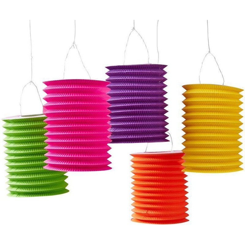 5 Tropical Summer train lanterns 22cm