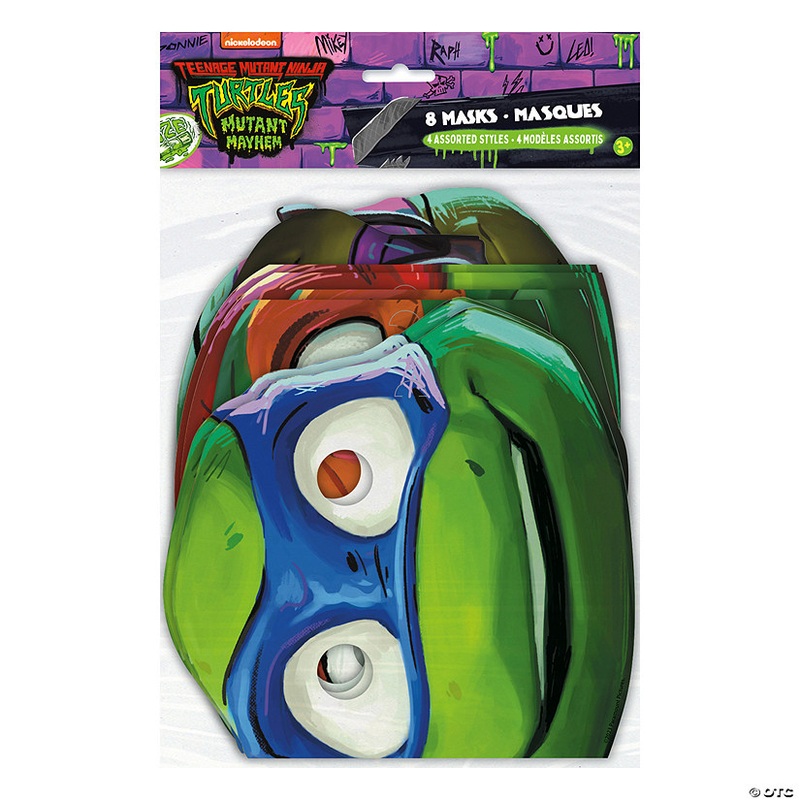 7 3/4 x 11 3/4 Teenage Mutant Ninja Turtles Mutant Mayhem Party Paper Masks  8 Pc.
