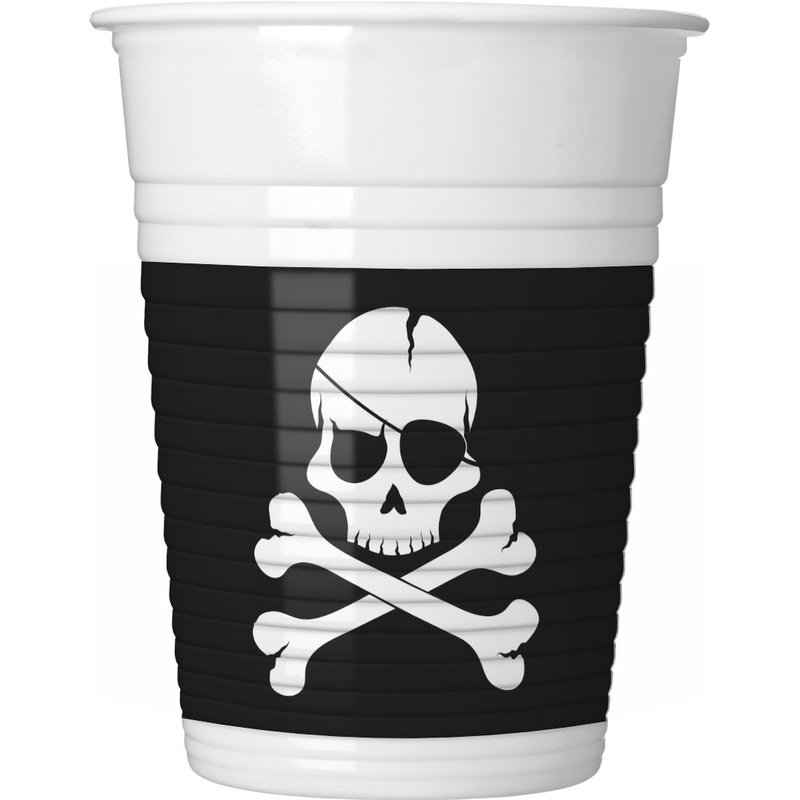 8 Black Pirates cups 200ml