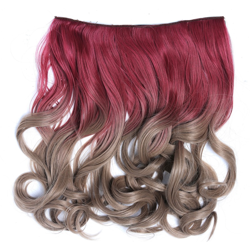 Clip-in hair extension 5 clips wide wavy ombre red ash blonde CMT-863