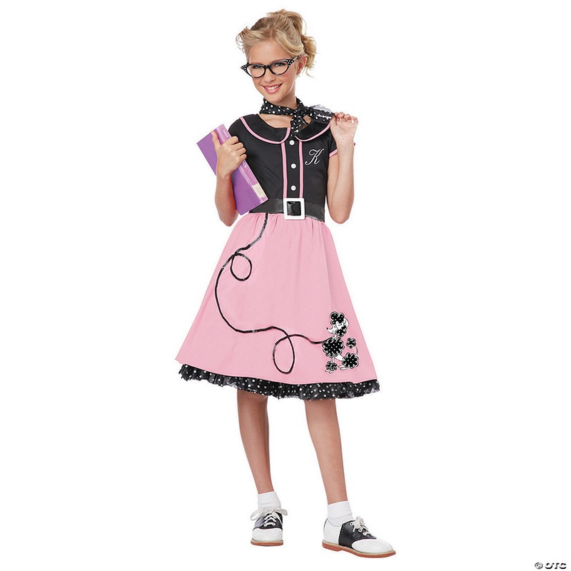 Girls 50s Sweetheart Poodle Skirt Costume