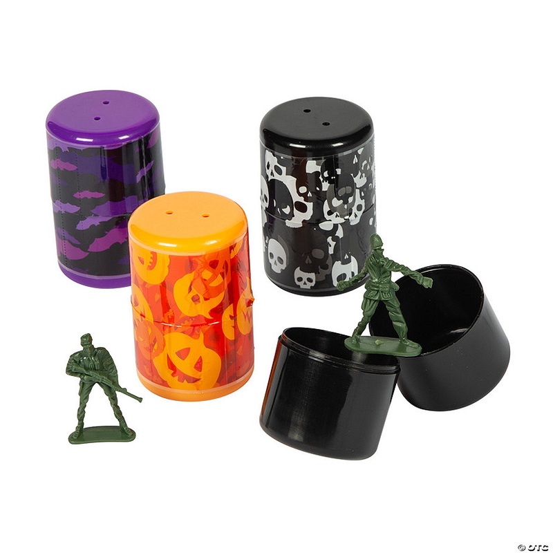Jumbo Army Toy-Filled Halloween Containers – 12 Pc.