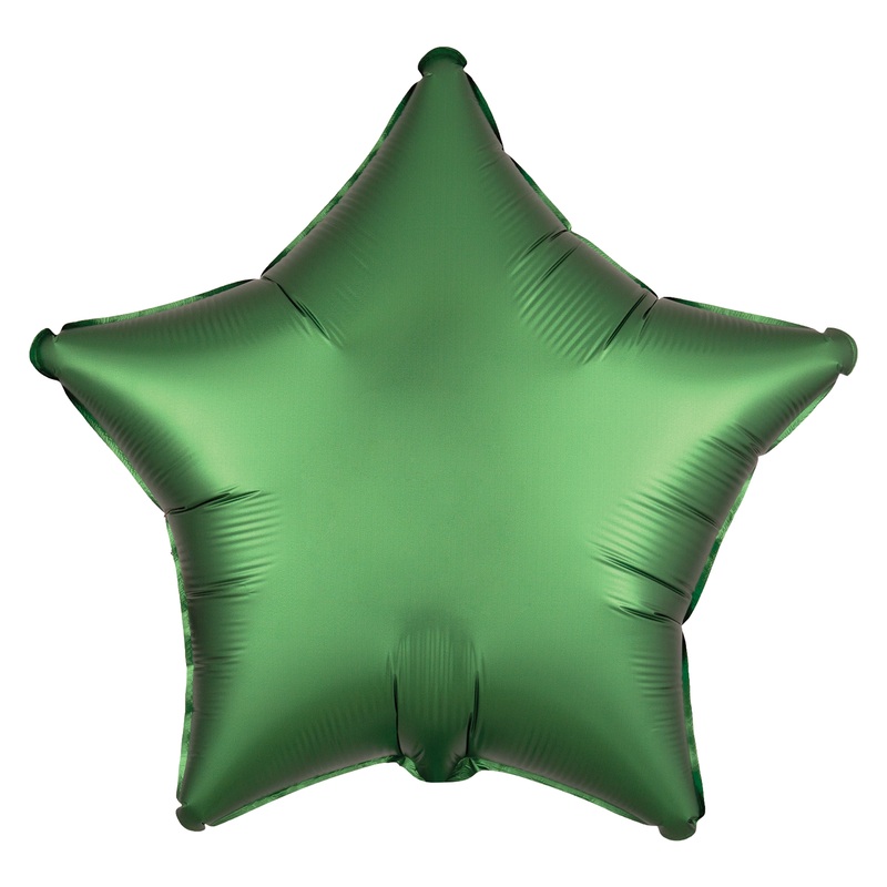 Satin Green Star Unpackaged Foil Balloons – 15